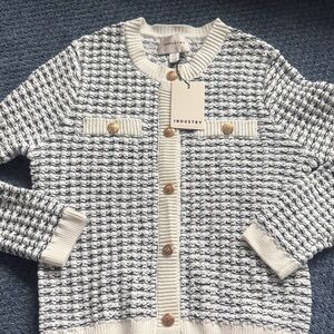 Industry Women's Black and White Cardigan Sweater